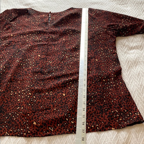 Cure New With Tags Rust Leopard Print Blouse With Sheer Mesh Crochet Neckline - Picture 14 of 15